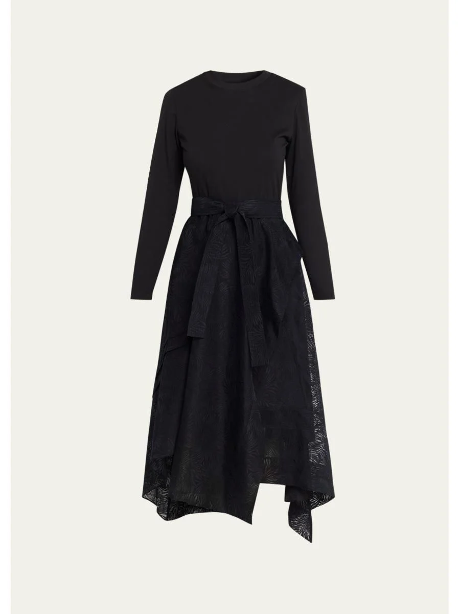 Combo Long-Sleeve T-Shirt & Organza Midi Dress - 1