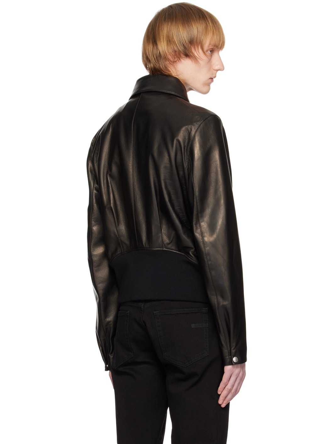 Black Zip-Up Leather Jacket - 3