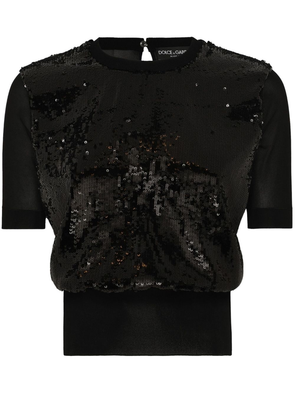 sequin-embellished short-sleeve top - 1