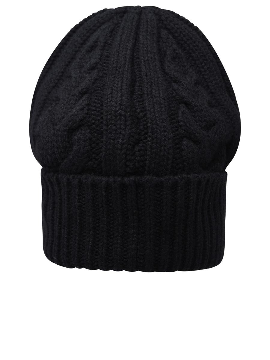 MONCLER BLACK CASHMERE CAP - 3