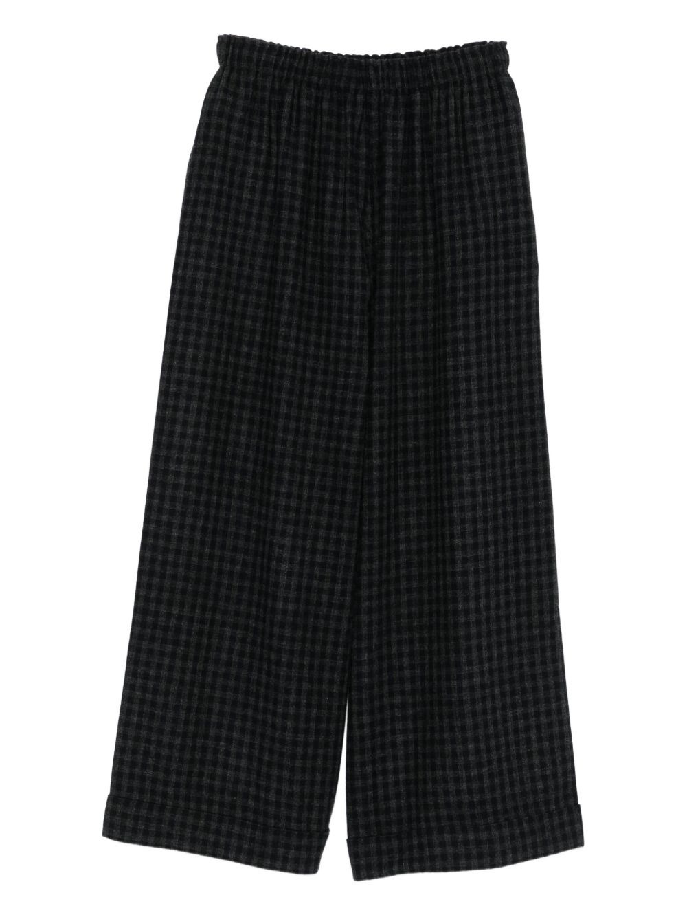 gingham-check wool trousers - 2