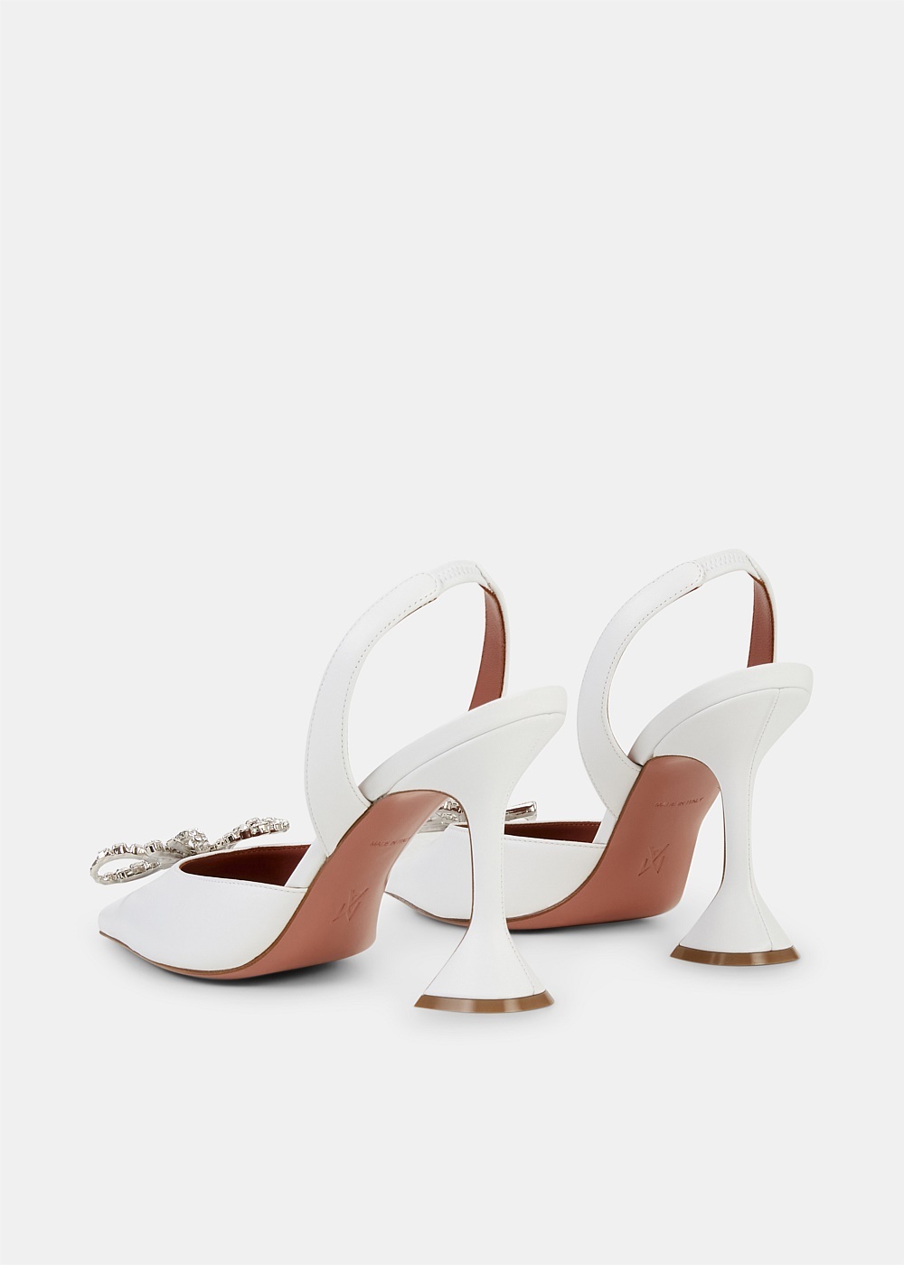 White Nappa Rosie Slingback Heels - 4