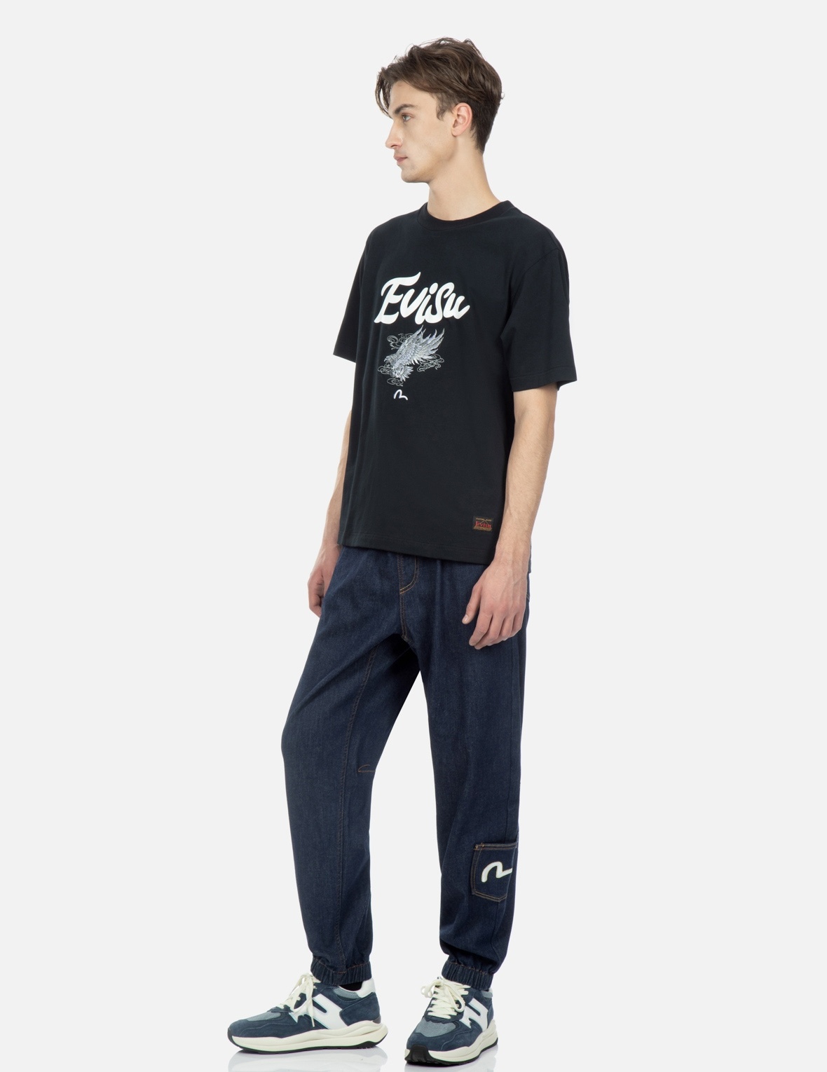 EAGLE PRINTED POCKET DENIM JOGGERS - 4