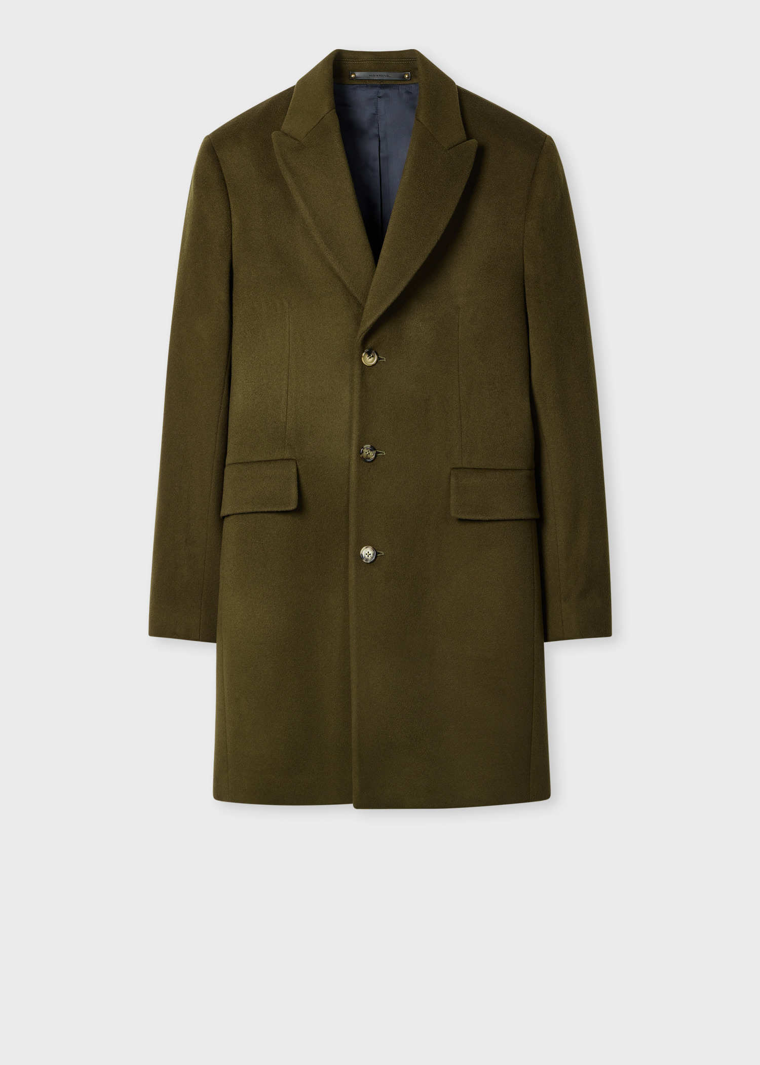 Khaki Wool-Cashmere Epsom Coat - 1