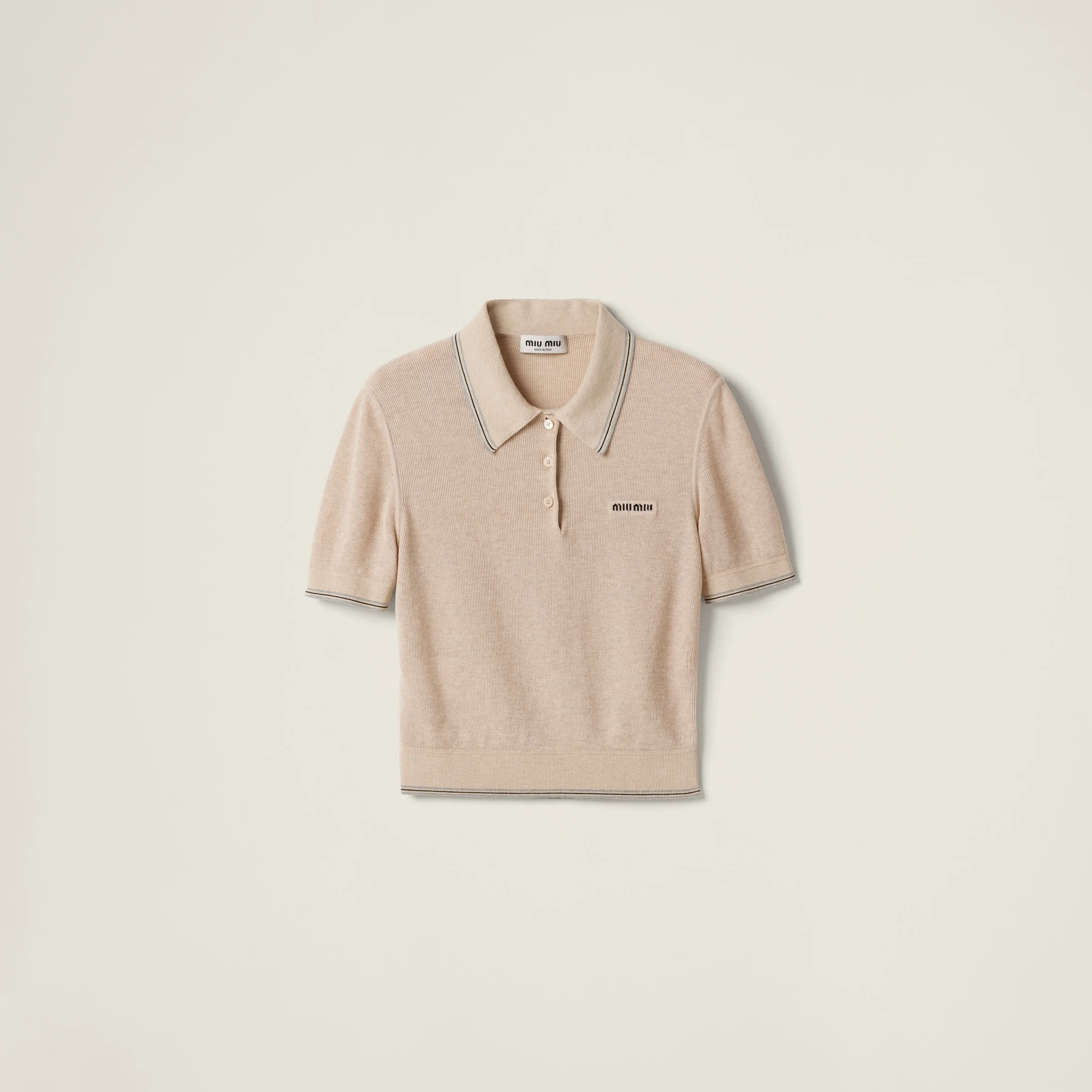Cotton knit polo shirt - 1