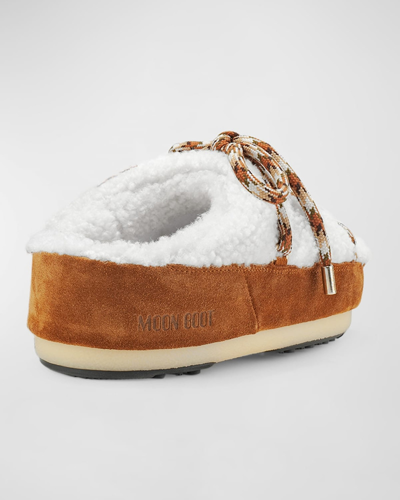 MOON BOOT Suede Shearling Lace-Up Mules outlook