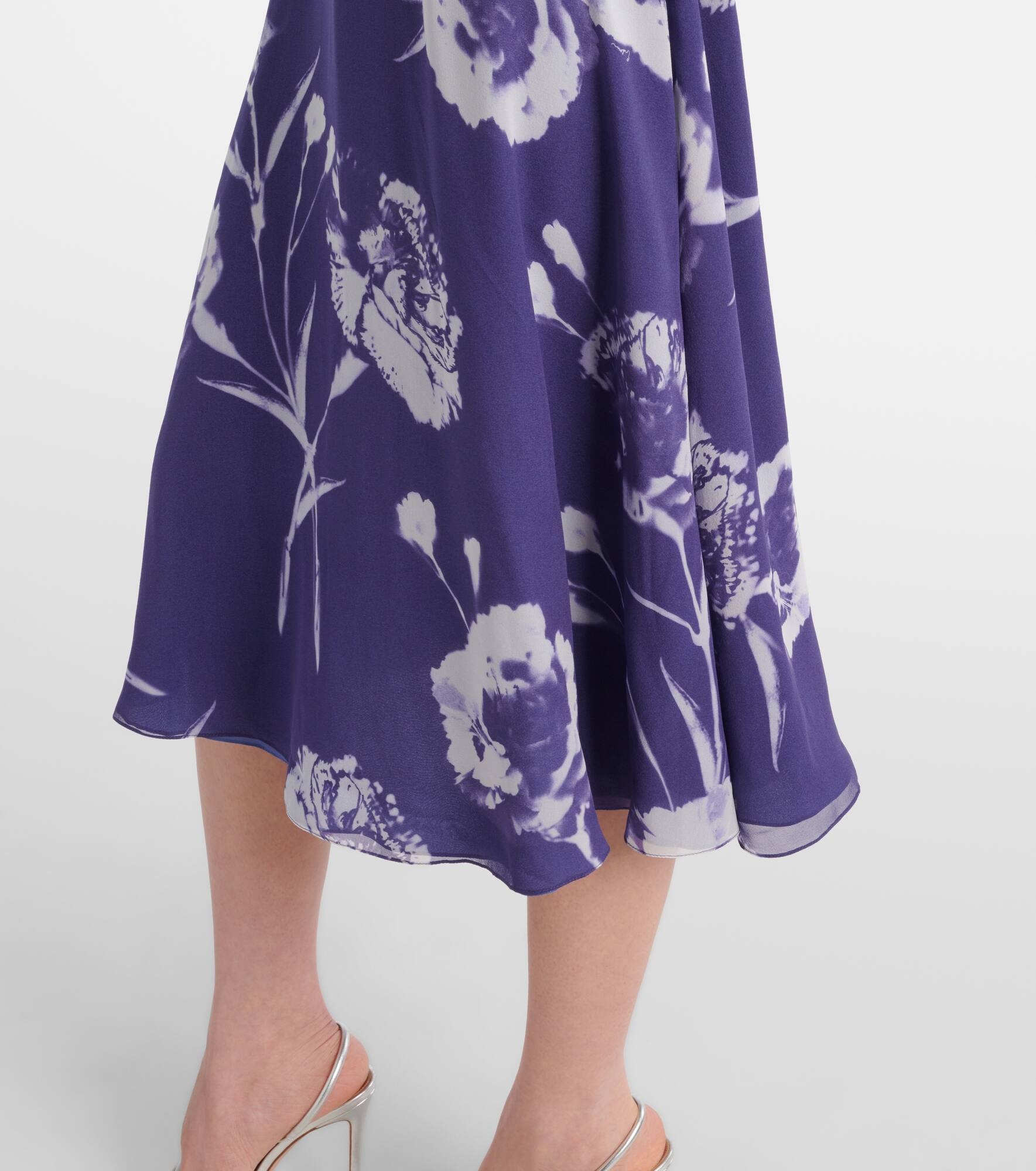 Floral silk voile midi dress - 6