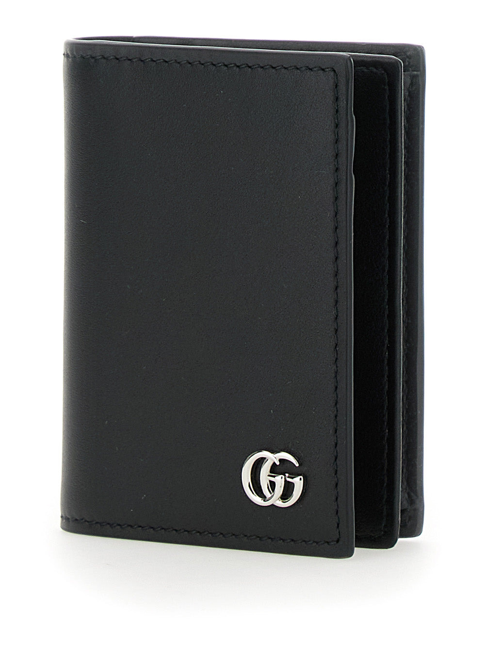 Gucci Men Black Card Holder With Double G Detail On The Front In Leather Man - 2