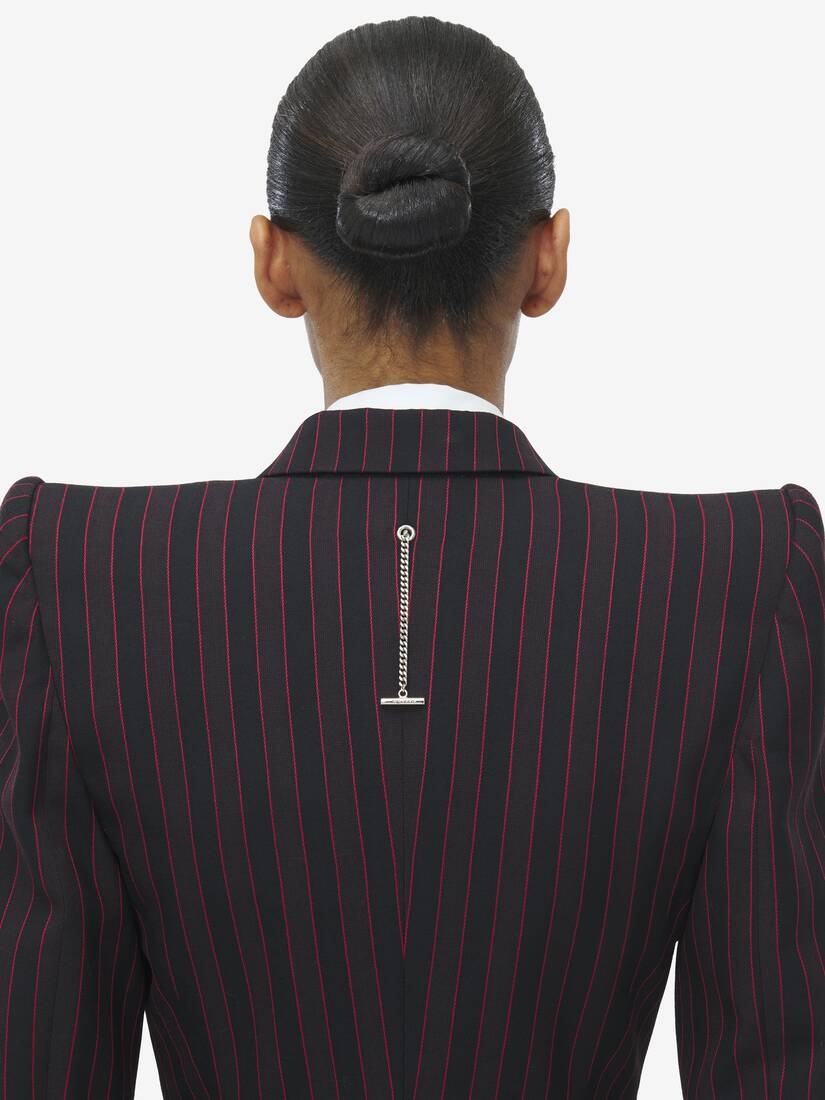 Pinstripe Single-breasted Jacket - 5