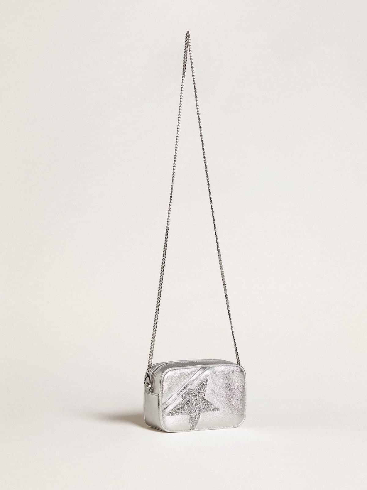 Mini Star Bag in silver metallic leather with Swarovski crystal star - 3