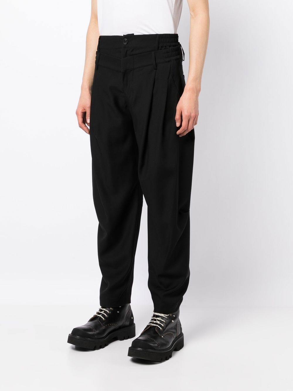 double-waistband tailored trousers - 4
