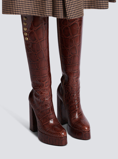 Balmain Brune crocodile-print leather boots outlook