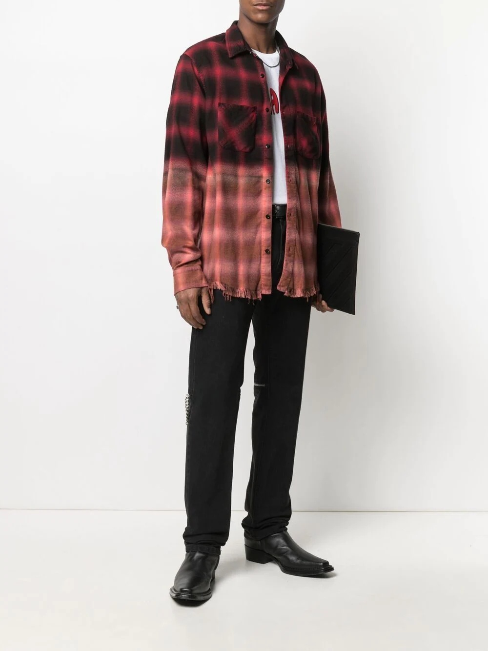 two-tone checked shirt - 2