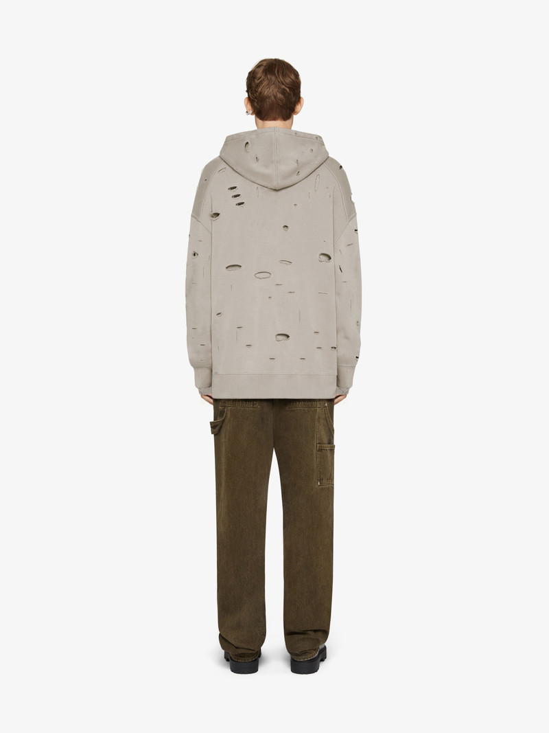 GIVENCHY OVERSIZED HOODIE IN DESTROYED FLEECE 4