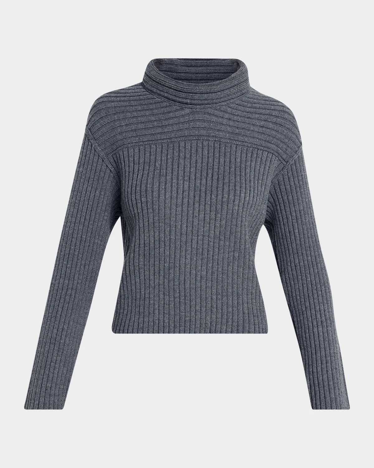 Wool Knit Long-Sleeve Turtleneck Top - 1