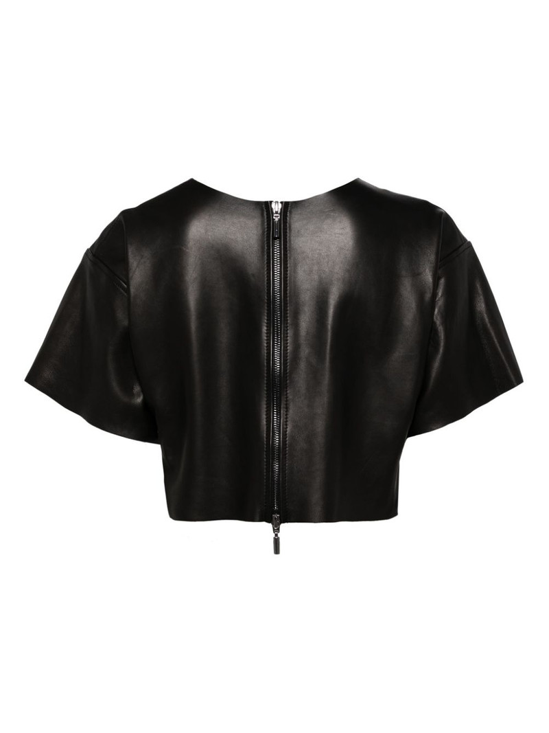 MATICEVSKI cropped leather T-shirt outlook