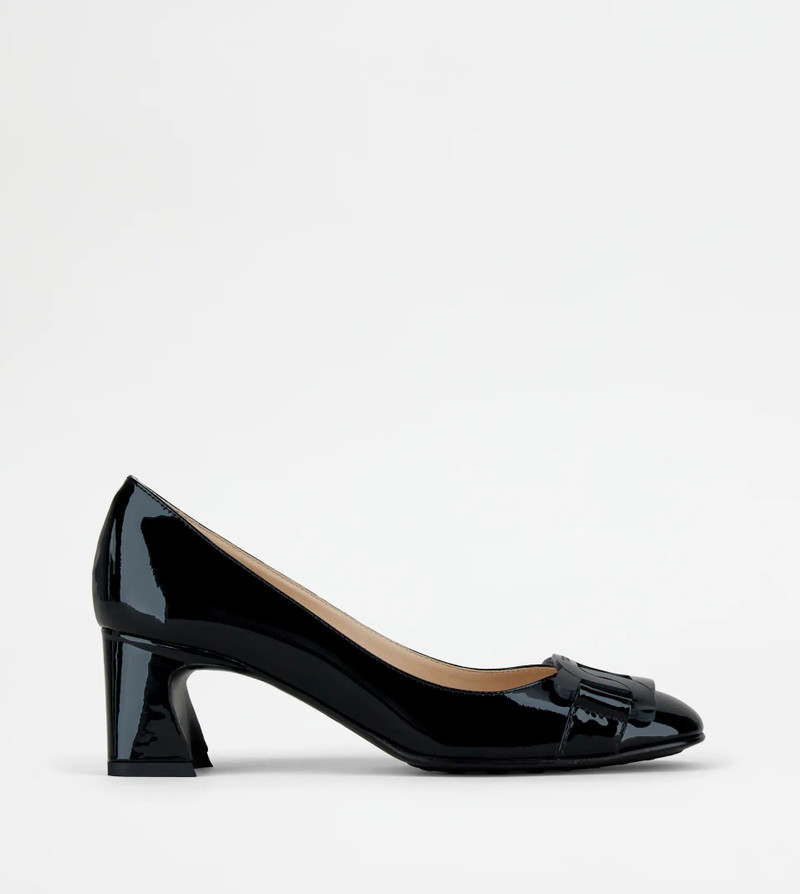 SLIDE PUMPS IN PATENT LEATHER - BLACK - 1