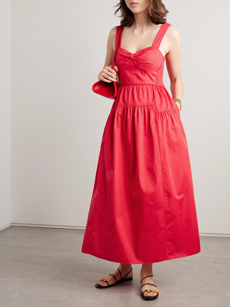 LA LIGNE Gathered Cotton-poplin Midi Dress outlook