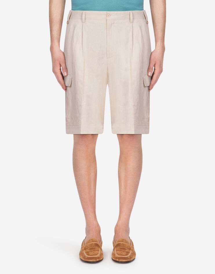 Bermuda cargo shorts in linen - 1