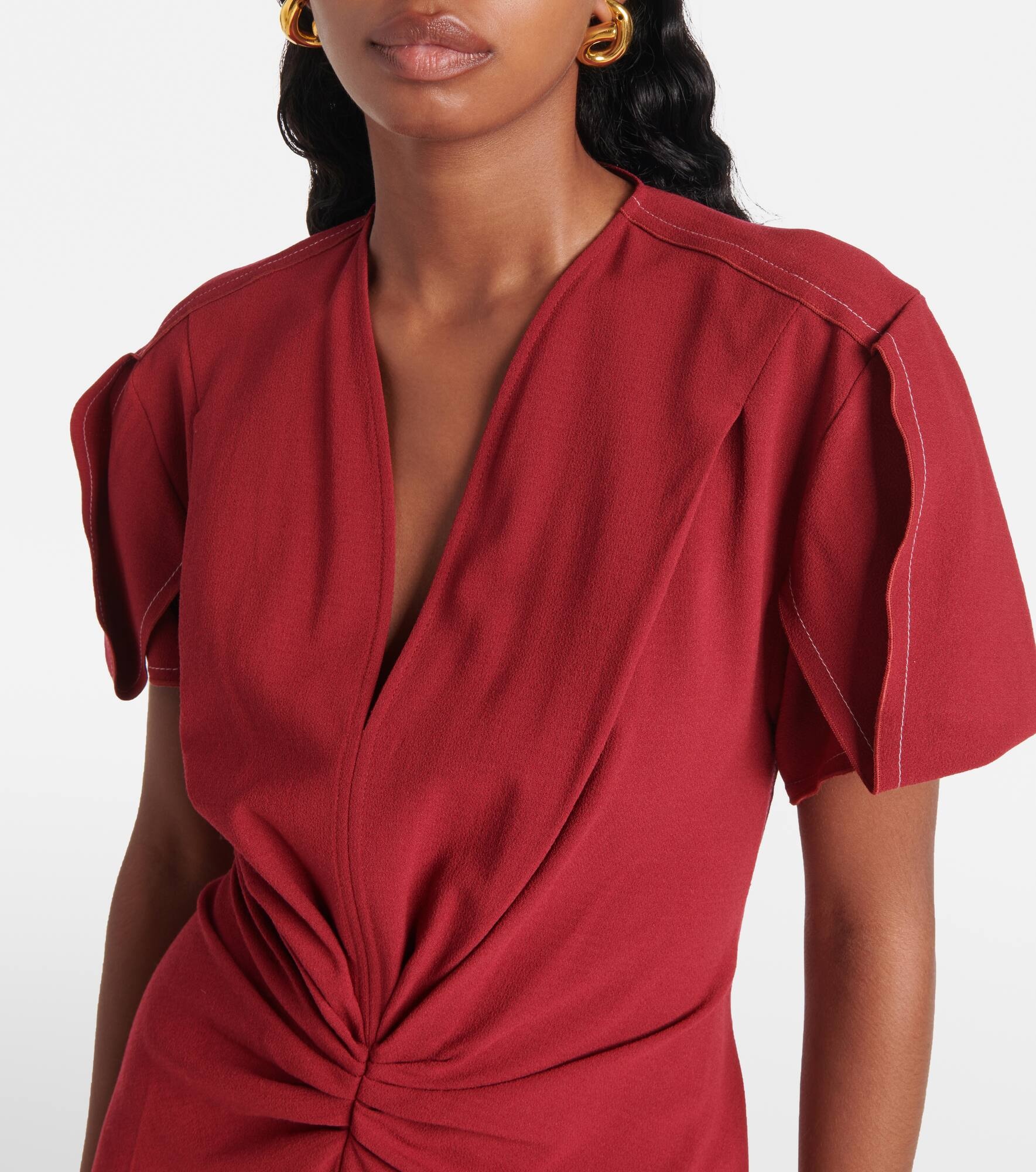 Gathered wool-blend midi dress - 4