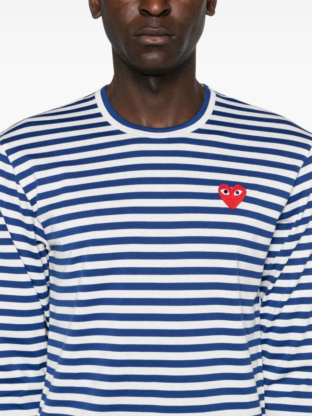 heart-patch striped cotton T-shirt - 6