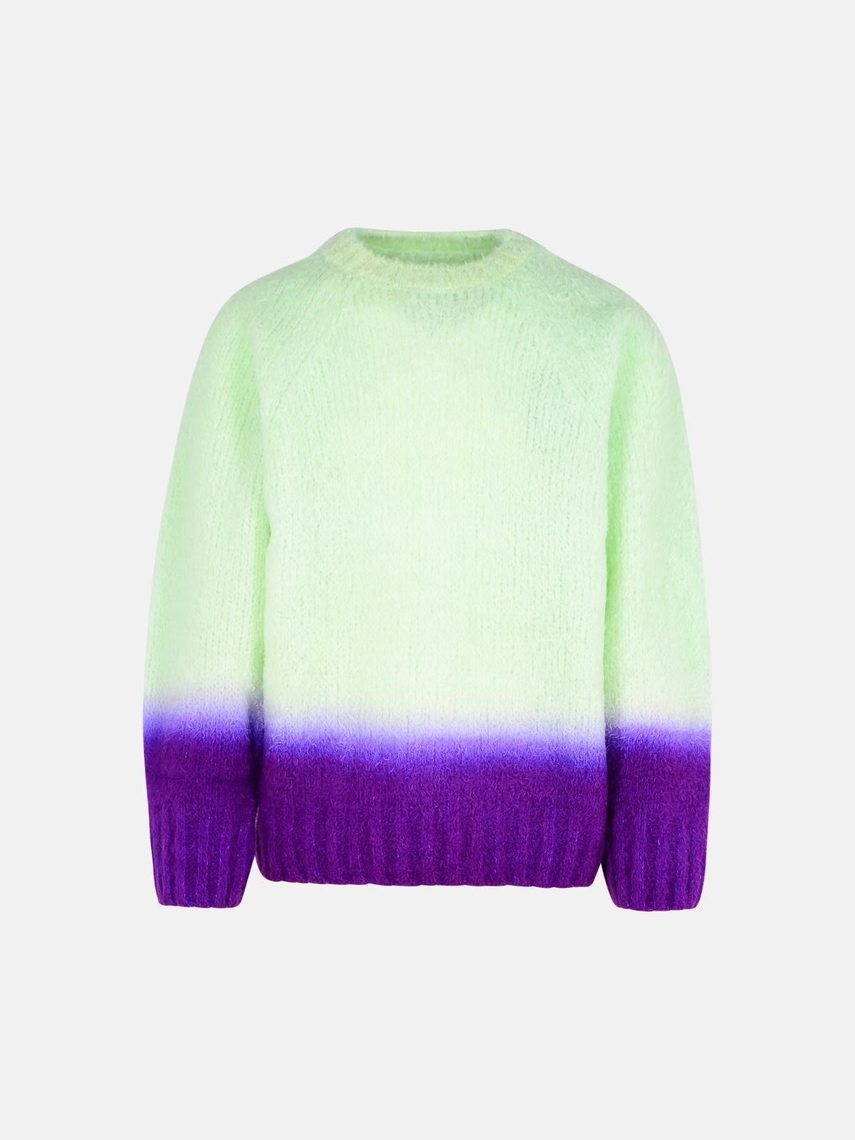 'GRADATION' GREEN ALPACA BLEND SWEATER - 1