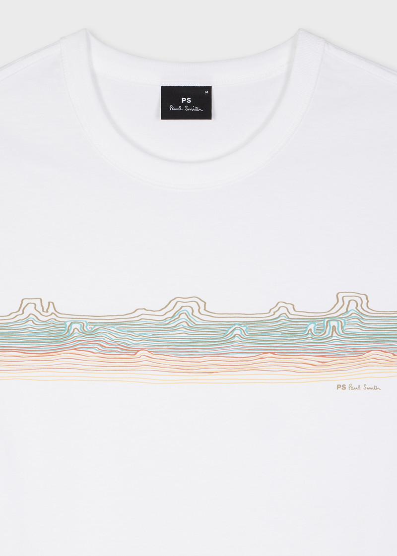 Paul Smith White 'Desert Stripe' Print T-Shirt outlook