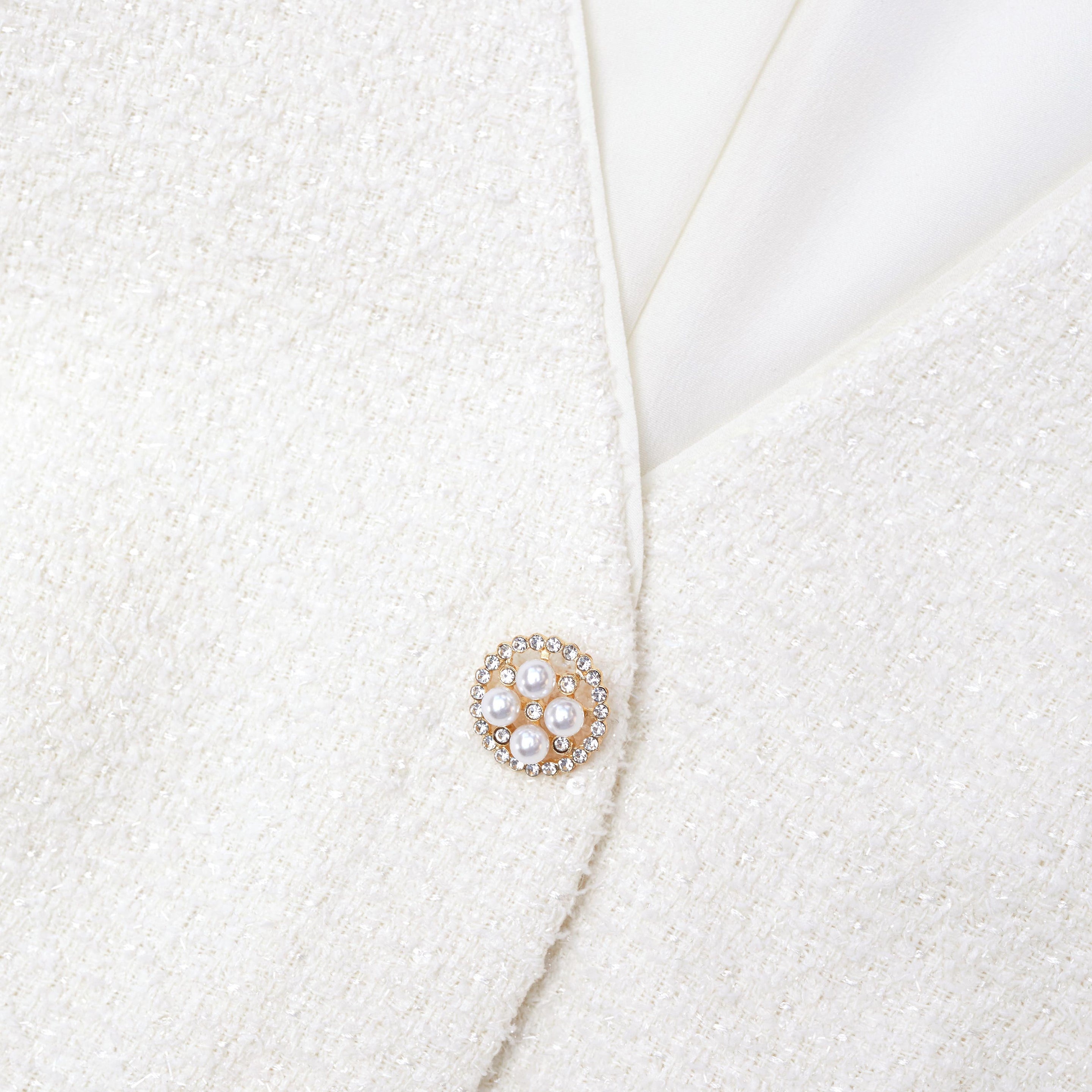 Cream Tinsel Boucle Midi Dress - 5