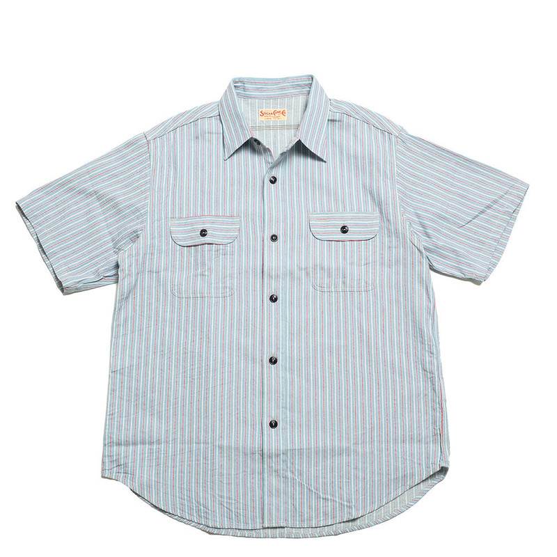 SUGAR CANE DOBBY STRIPE S/S WORK SHIRT - SC39306 outlook
