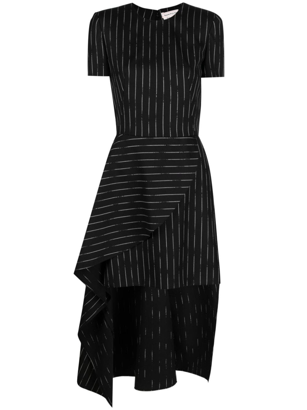 Broken-Pinstripe asymmetric tailored dress - 1