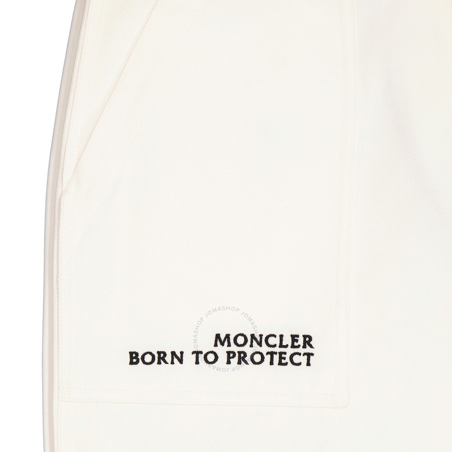 Moncler Men's White Logo Embroidered Cotton Tapered Trousers - 5