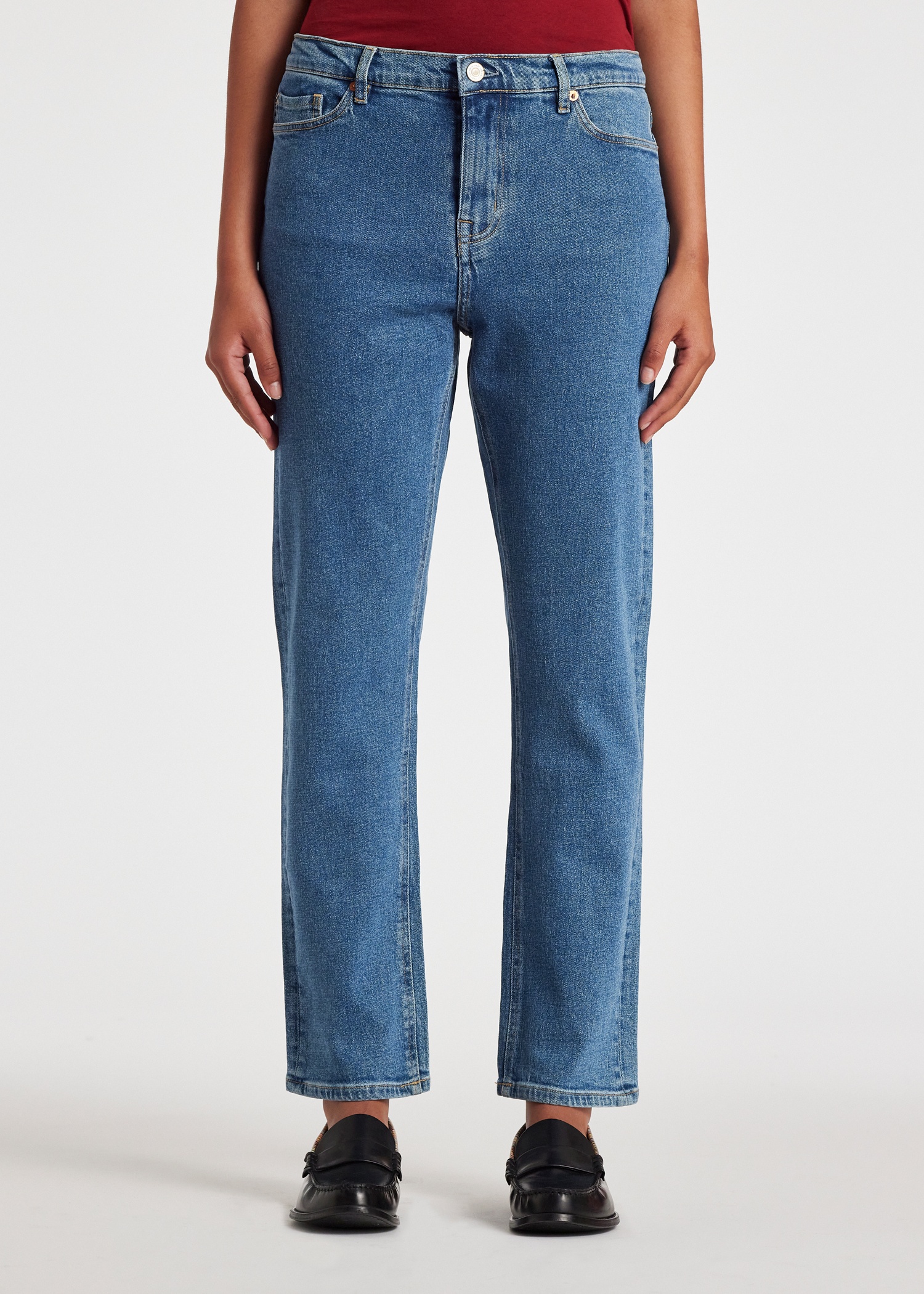 Mid Wash Straight-Fit 'Happy' Jeans - 4