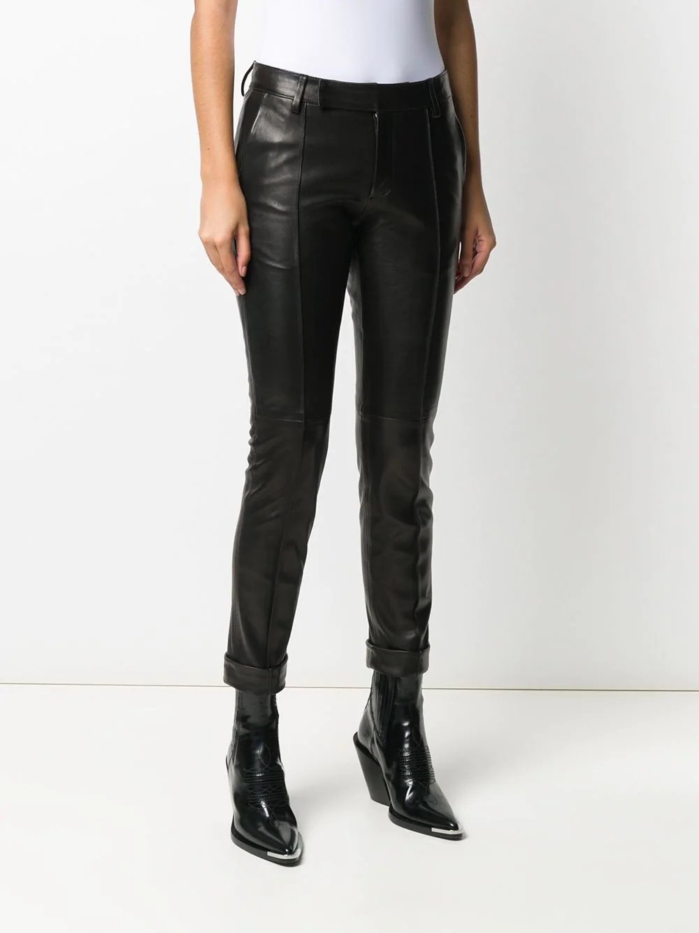 slim-fit leather trousers - 3