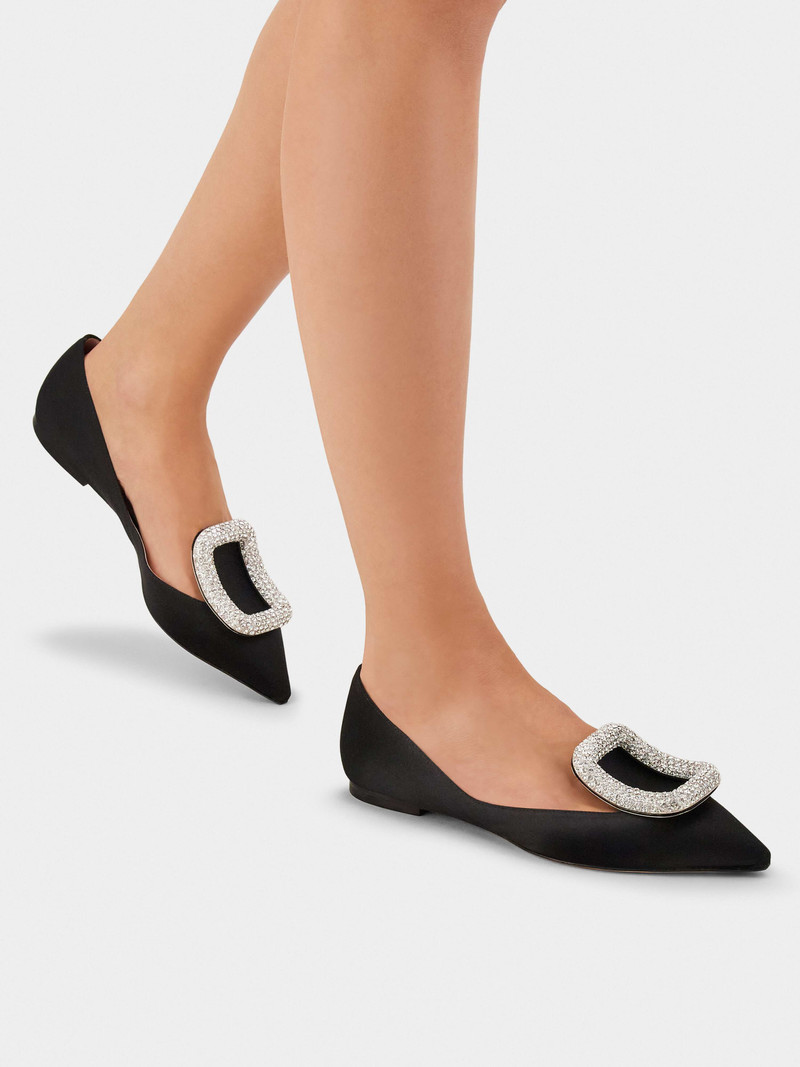 Roger Vivier Viv' Choc Strass Buckle Ballerinas in Satin outlook