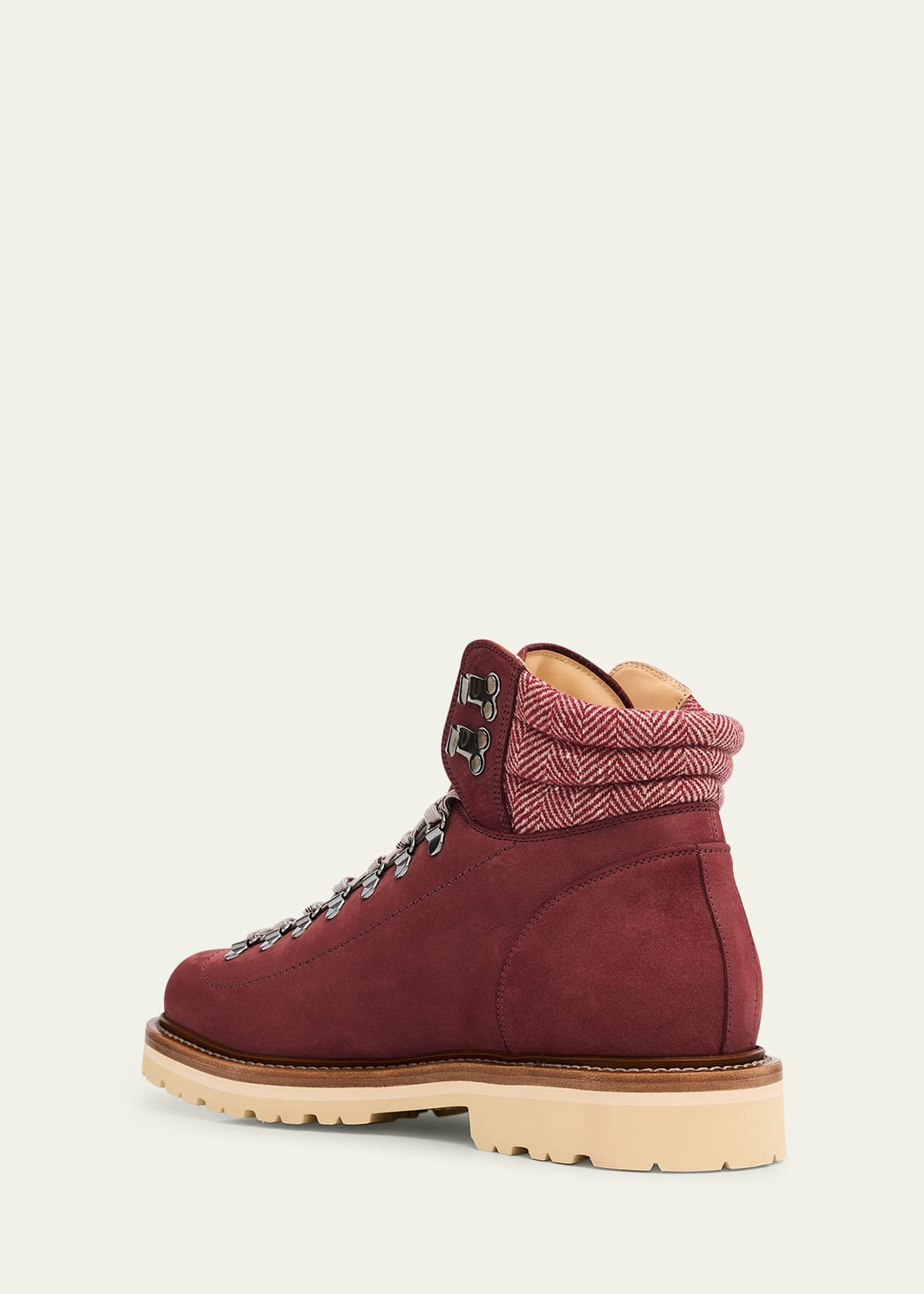 Men's Nubuck Fabric-Collar Hiking Boots - 4