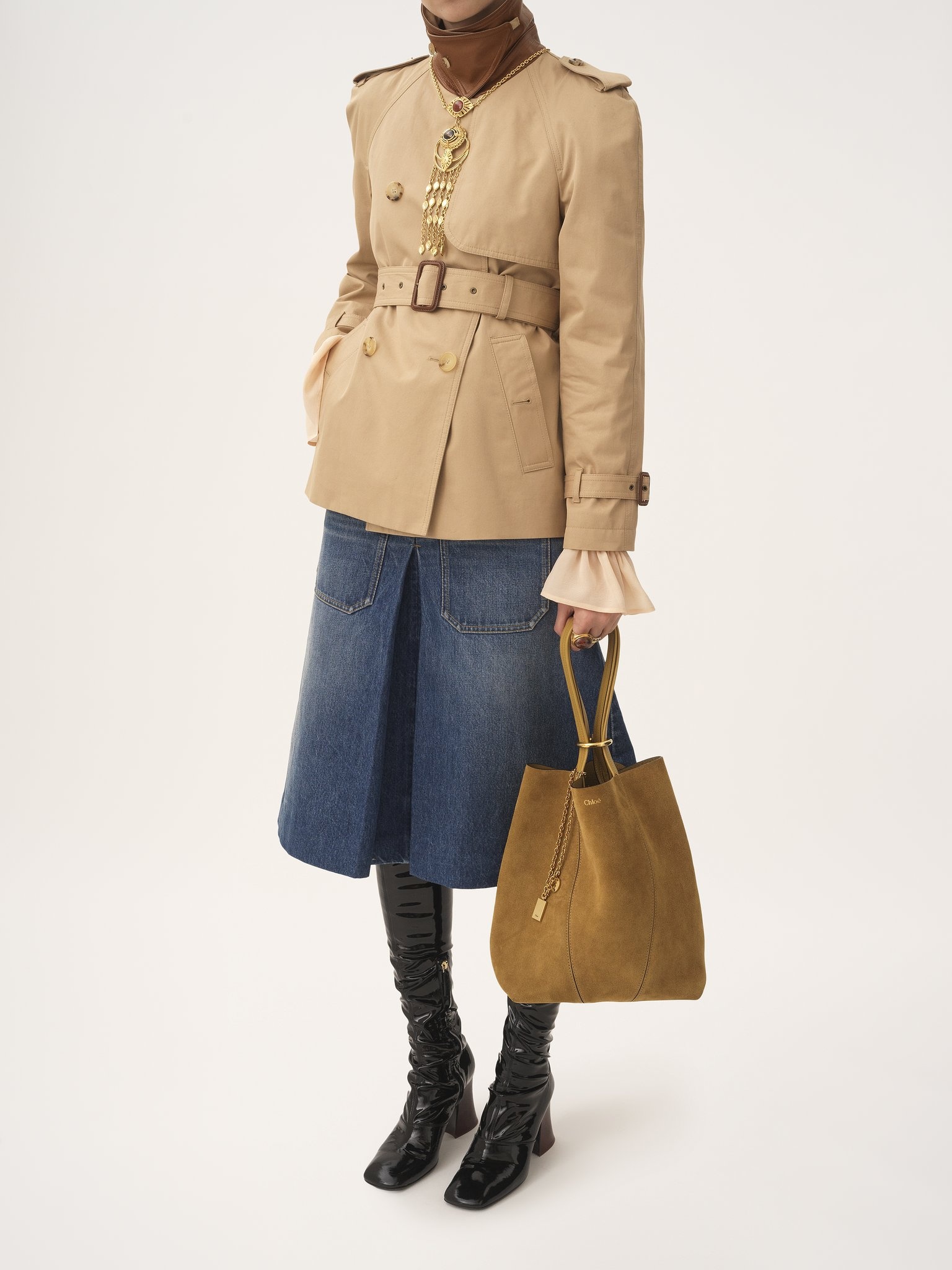 CHLOÉ SPIN TOTE BAG IN SUEDE LEATHER - 8