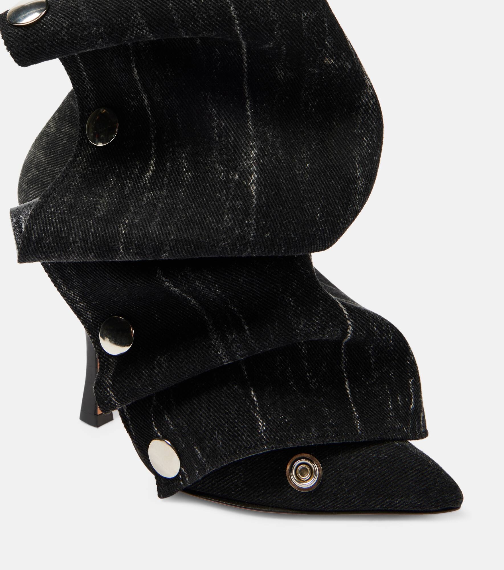 Snap denim knee-high boots - 5