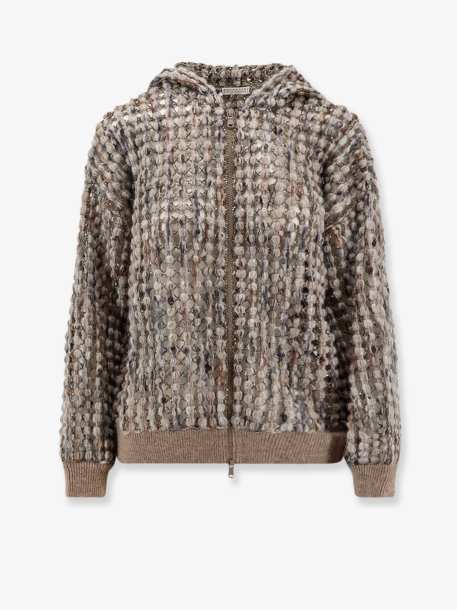 Brunello Cucinelli Perforated Wool Blend Cardigan With Sequins - 1