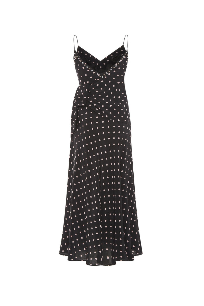 POLKA DOT SILK SLIP DRESS WITH BOW 2