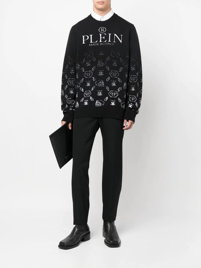 PHILIPP PLEIN logo-print crew neck sweater outlook