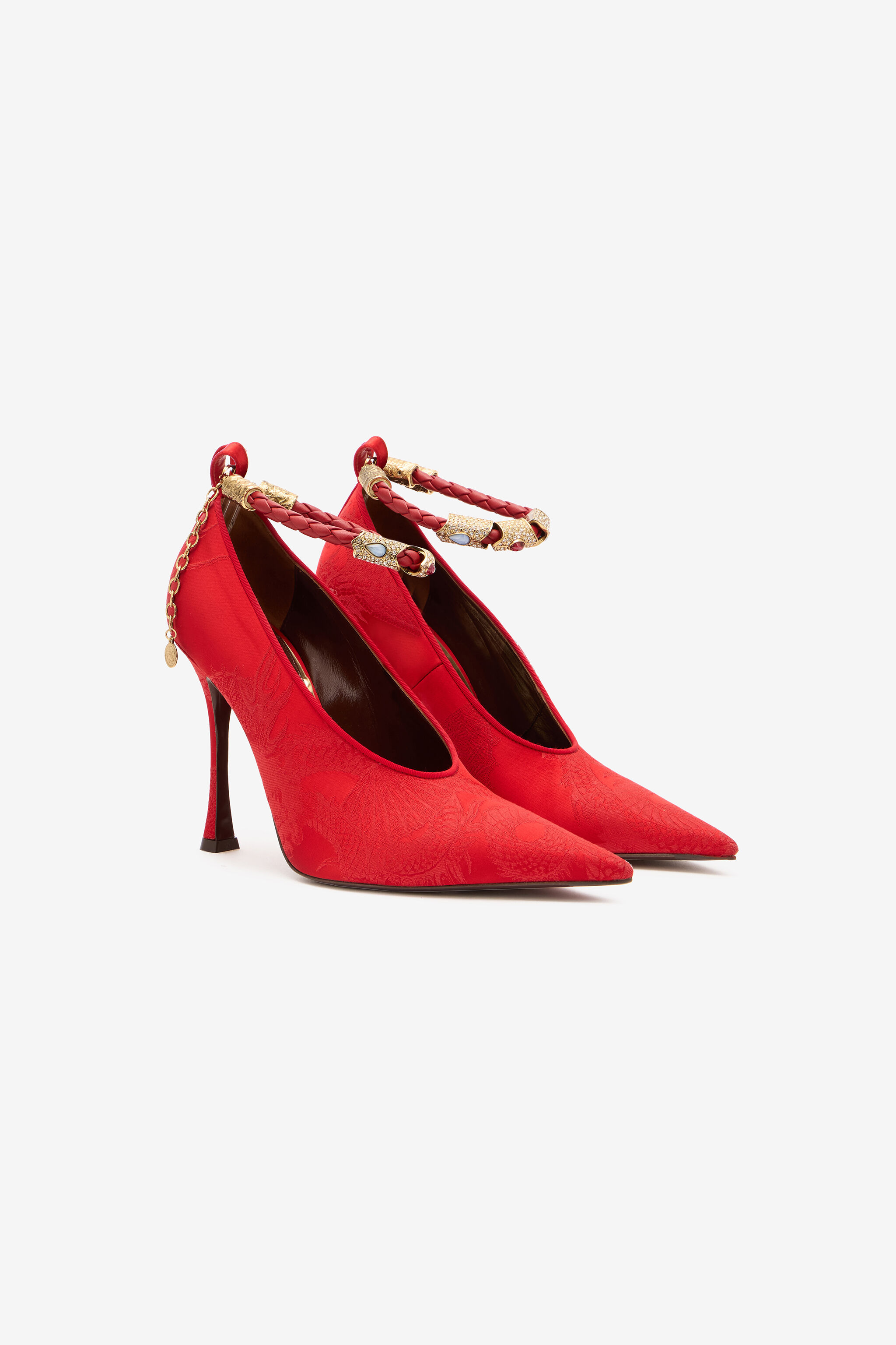 Pumps With Jacquard Pattern And Jewel Strap - 2