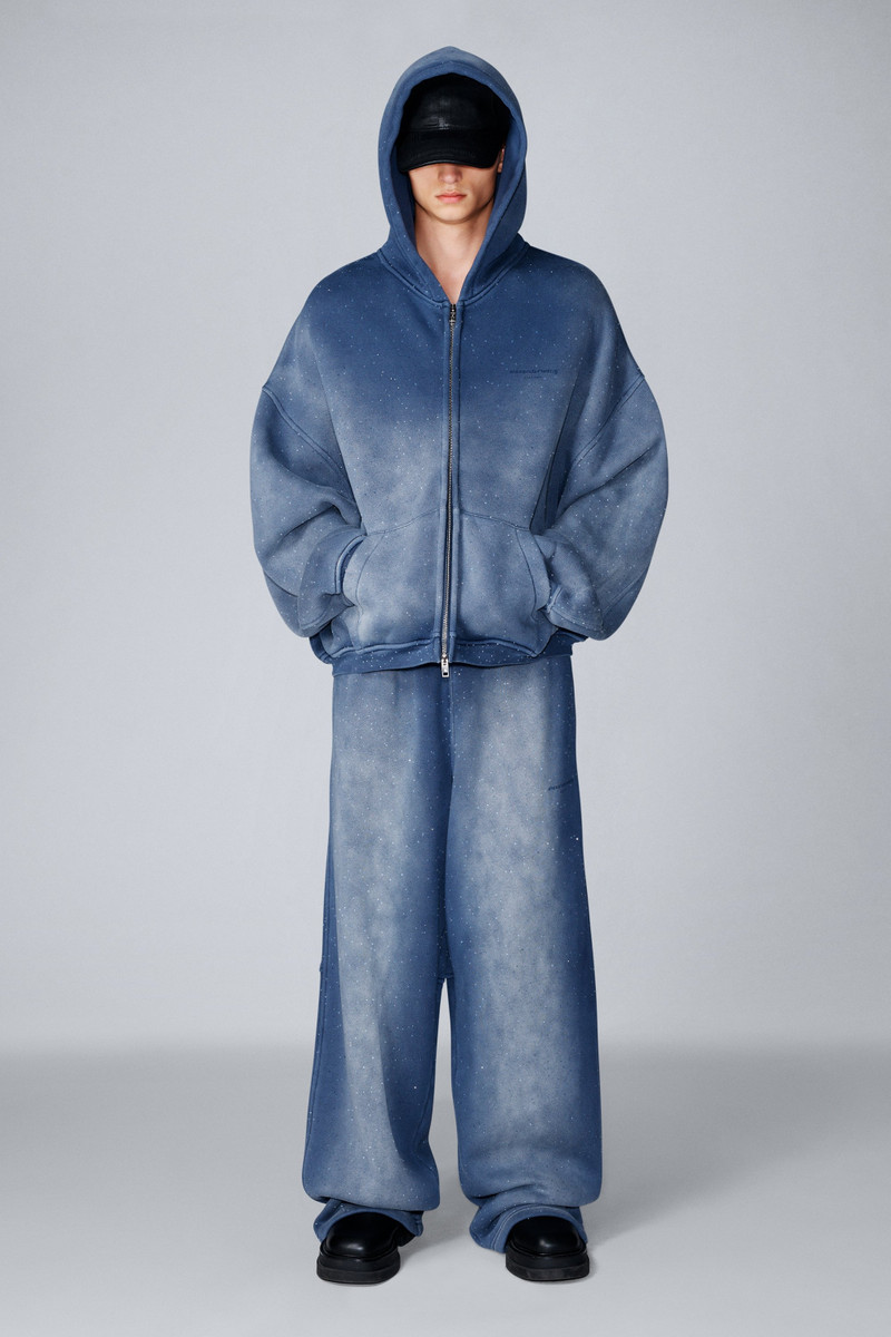 Alexander Wang Unisex Crystal Hotifx Zip-Up Hoodie in Cotton Blend outlook