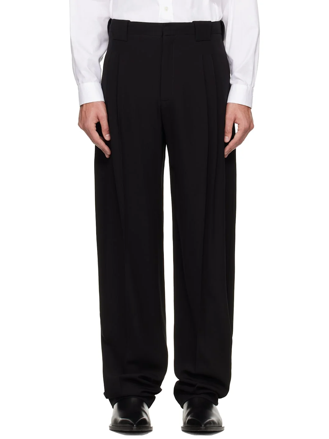Black Heavy Fluid Trousers - 1