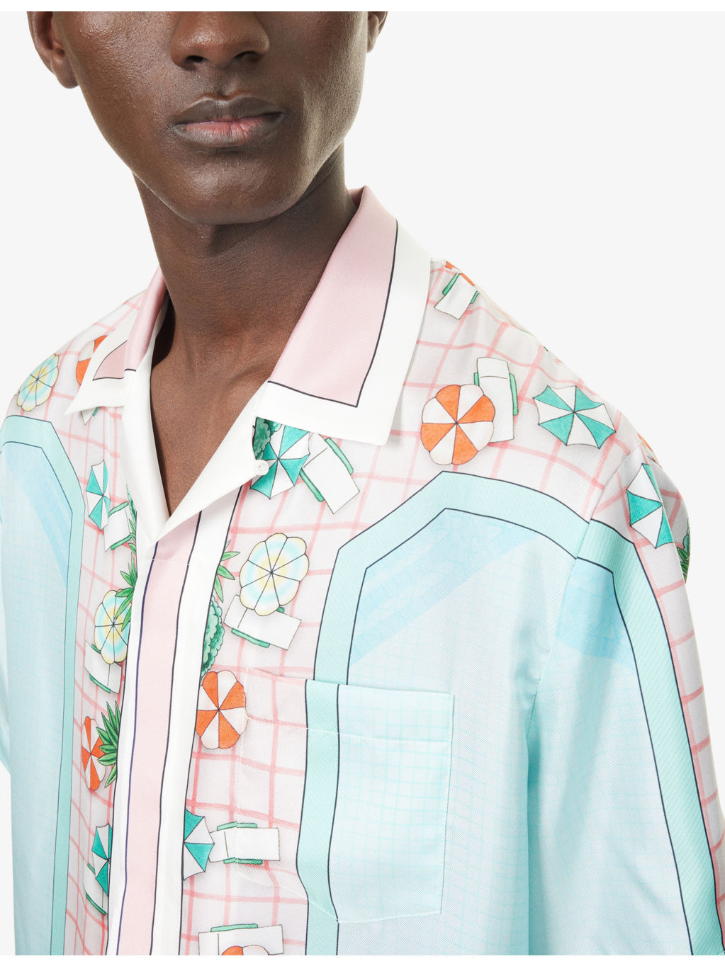 Copacabana Cuban-Collar Short-Sleeve Silk Shirt - 5