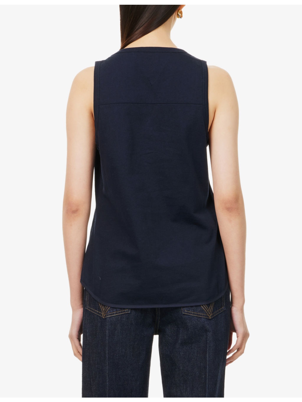 Scoop-neck sleeveless cotton-jersey top - 4