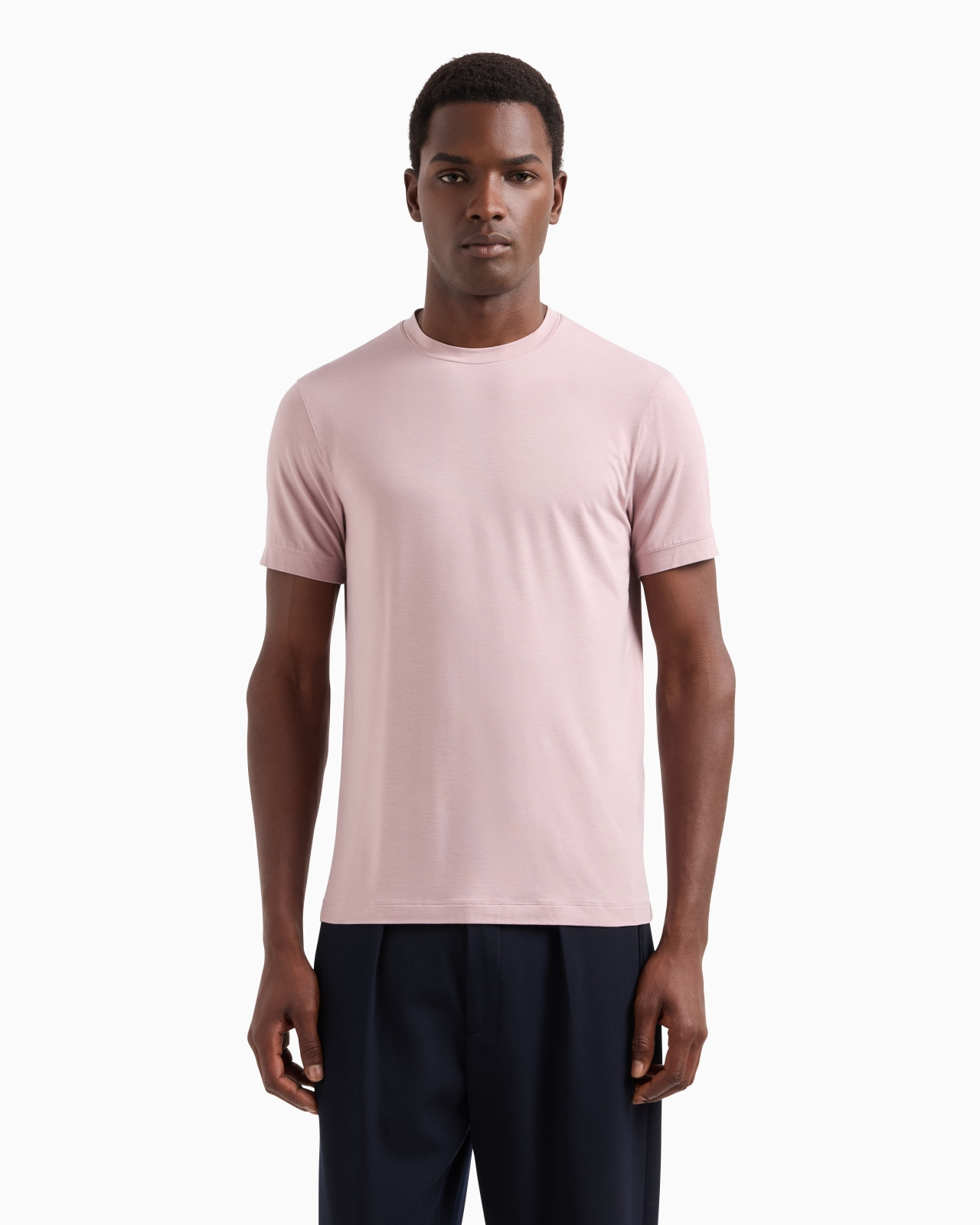 CREW-NECK LONG-SLEEVED T-SHIRT IN STRETCH VISCOSE JERSEY - 4