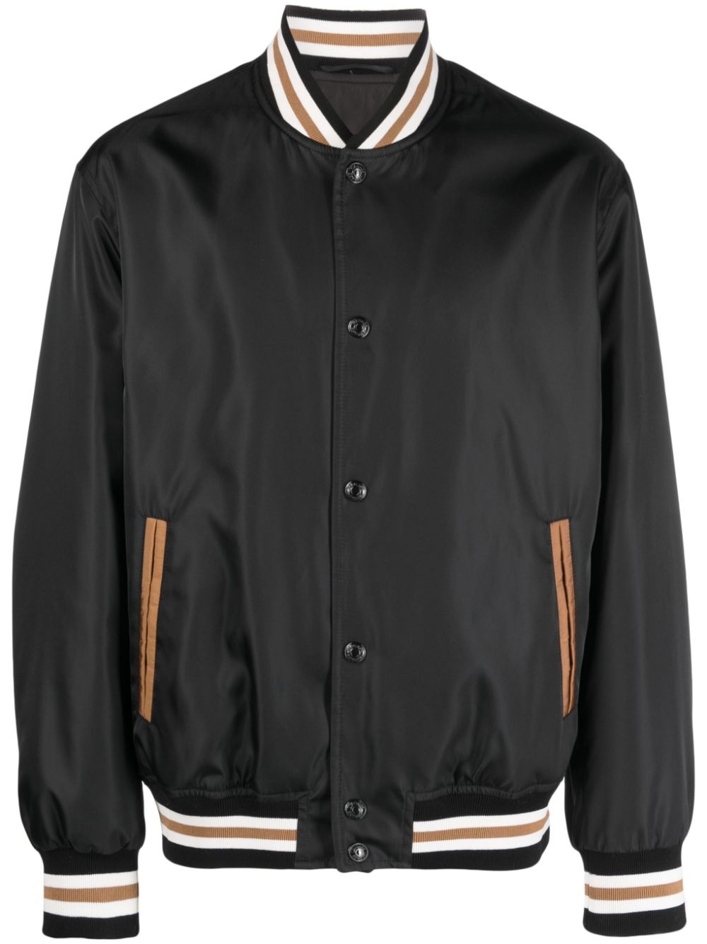 stripe-detail bomber jacket - 1