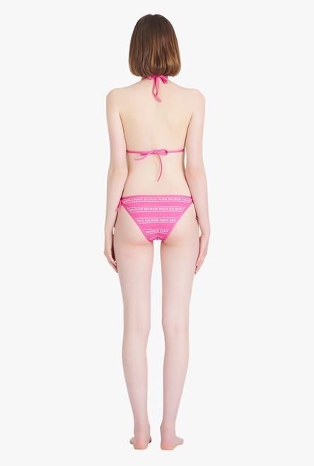 Pink and white bikini with Balmain monogram pattern - 3