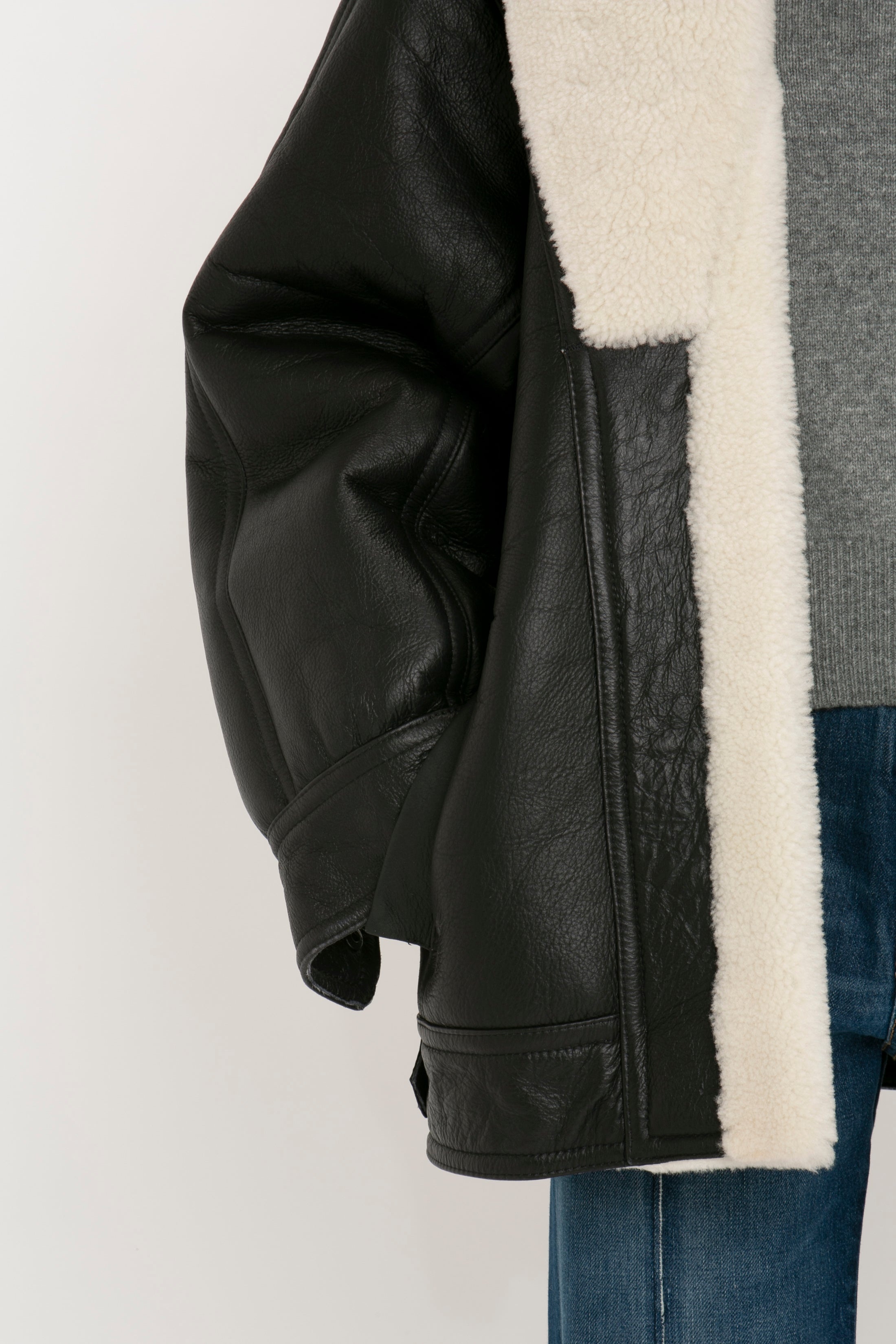 Shearling Coat In Monochrome - 6