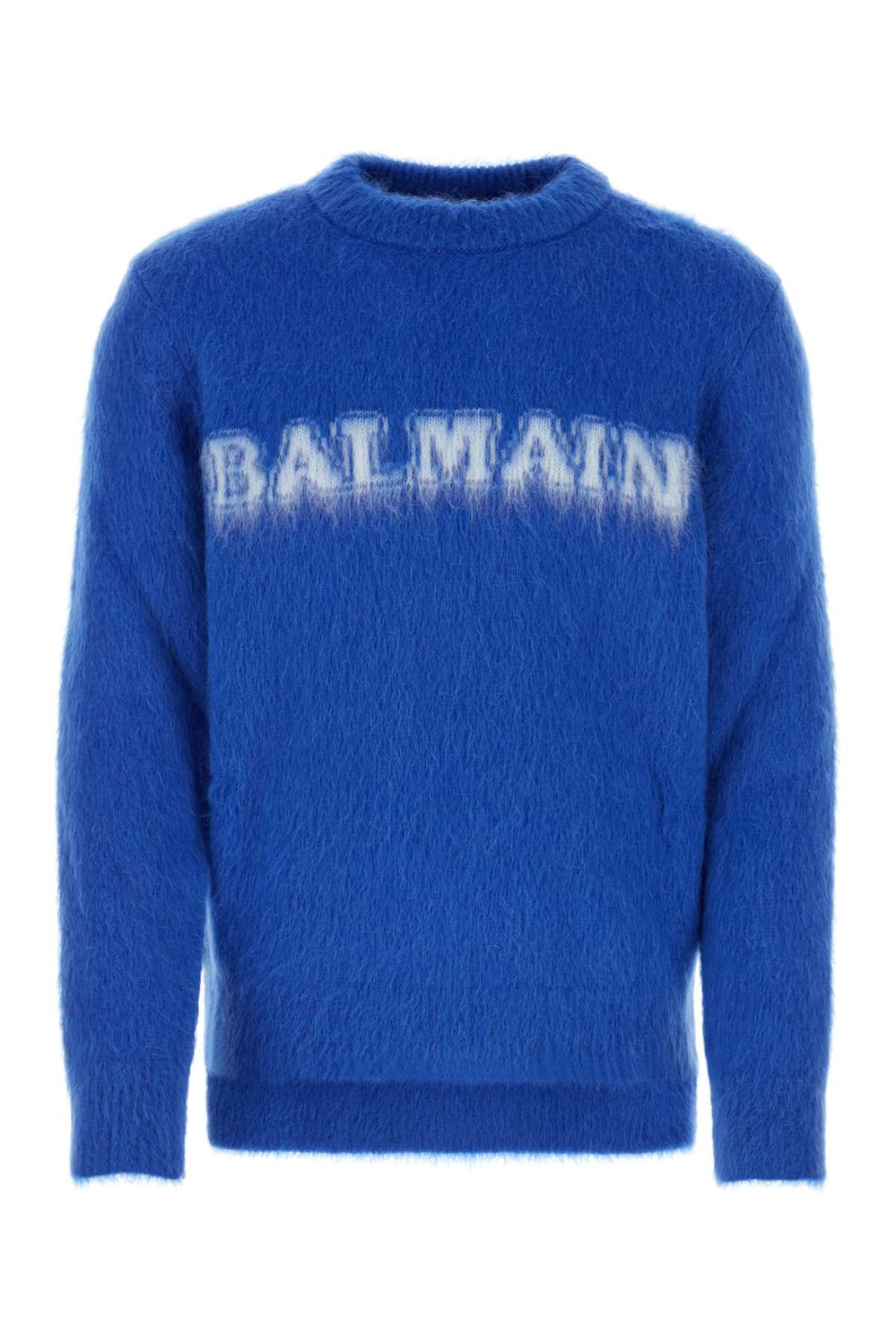 Balmain Men Electric Blue Wool Blend Sweater - 1